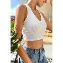 Bella Notte Beyaz V Yakalı Crop BN6566B STANDART
