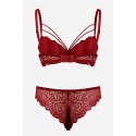 Bella Notte Bordo Dantelli Çift İp Detaylı Şık Sütyen Takım 19001 75