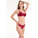 Bella Notte Bordo Dantelli Çift İp Detaylı Şık Sütyen Takım 19001 75