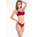 Bella Notte Bordo Dantelli Çift İp Detaylı Şık Sütyen Takım 19007 75