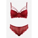 Bella Notte Bordo Dantelli Çift İp Detaylı Şık Sütyen Takım 19007 75