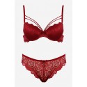 Bella Notte Bordo Dantelli Çift İp Detaylı Şık Sütyen Takım 19001 75