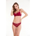 Bella Notte Bordo Dantelli Çift İp Detaylı Şık Sütyen Takım 19007 75