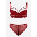 Bella Notte Bordo Dantelli Çift İp Detaylı Şık Sütyen Takım 19007 75