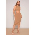 Bella Notte Cappuccino Belden İp Detaylı Etek Crop Takım BN6575C STANDART