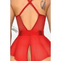 Bella Notte Kırmızı Özel Bölgesi Açık Kuşaklı Gecelik 15053 S/M