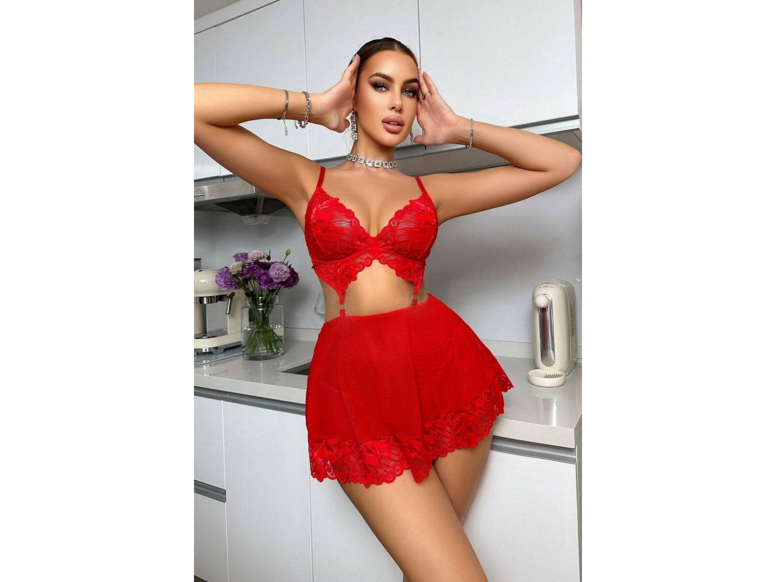 Bella Notte Kırmızı  Valentine's Tasarım Gecelik 18511 L/XL