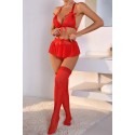 Bella Notte Kırmızı Yüksek Bel Etekli Takım 16066 L/XL