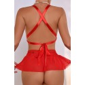 Bella Notte Kırmızı Yüksek Bel Etekli Takım 16066 L/XL