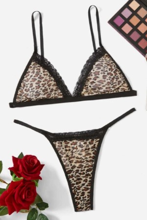 Bella Notte Leopar Dantel Detaylı  Sütyen Külot Takım 16039 STANDART