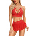 Bella Notte Özel Bölgesi Açık Kırmızı Etekli Bralet Sütyen Takım 16016 2XL-3XL