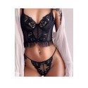 Bella Notte Siyah Dantel Detaylı Seksi Bustiyer Takım 16030 S/M
