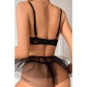 Bella Notte Siyah Dantelli Transparan Babydoll 18515 L/XL