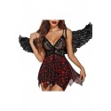 Bella Notte Siyah Kalp Desenli Likralı Transparan Tül Gecelik 15539 L/XL