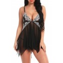 Bella Notte Siyah Önden Kopçalı Tül Gecelik PR15530 L/XL