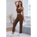 Bella Notte Viskon Kahverengi 3 Lü Trend Crop Takım 7015 M