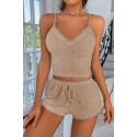 Bella Notte Viskon Koyu Krem Dantelli Hoş Şortlu Takım 7509 S