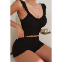 Bella Notte Viskon Siyah Valonlu Şortlu Takım 7505 S