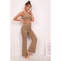 Bella Notte Viskon Soluk Kahverengi 3 lü Crop Takım 7007 M