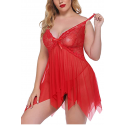 Bella Notte Seksi Kırmızı Tül Dantel Babydoll Gecelik 15507 S/M
