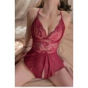 Bella Notte Bordo Özel Bölgesi Açık Babydoll Seksi Gecelik 15002