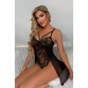 Bella Notte Siyah Özel Bölgesi Açık Babydoll Gecelik 15035