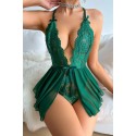 Bella Notte Yeşil Sırtı Açık Etekli Babydoll 15095