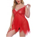 Bella Notte Seksi Kırmızı Tül Dantel Babydoll Gecelik 15507