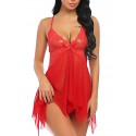 Bella Notte Seksi Kırmızı Tül Dantel Babydoll Gecelik 15507