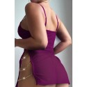 Bella Notte Mor Özel Tasarım Zincir Aksesuarlı Gecelik 15572