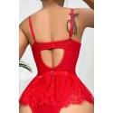 Bella Notte Kırmızı Dantelli Etekli Babydoll Takım 16517