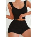 Bella Notte Viskon Siyah Valonlu Şortlu Takım 7505