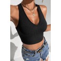 Bella Notte Siyah V Yakalı Crop BN6566S