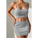 Bella Notte Gri Etekli Crop Takım BN6574G